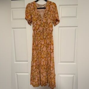 Petal & Pup Floral Midi Dress in Pink and Orange
